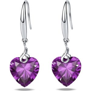 Chenquansarl-Boucle Doreille Heart Dangle 925 Argent Sterling 5a Coeur Cubique Zircone Drop Earring Pour Femmes Bijoux En Argent Cadeau Pour Femme Fille - Neuf
