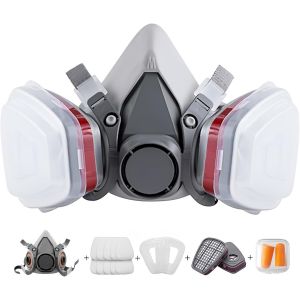 Chenquansarl-Masque Protection R&eacute;utilisable Avec Filtre Anti Poussi&egrave;re,Masque A Gaz Respiratoire Avec Filtre Pour Pulv&eacute;risation,Peinture,Travaux, Produits Chimiques,Bricolage,Pon&ccedil;age - Neuf