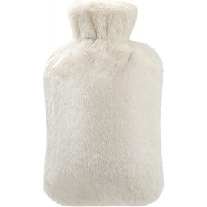 JGD-Bouillotte Eau Chaude 2 Litres avec Caoutchouc Naturel et Housse Fausse Fourrure, Bouillotte avec Couverture, Chaud pour famille, Idéal pour Femme Fille Enfants Beige - Neuf