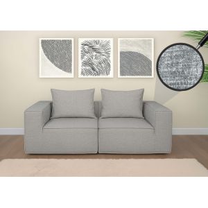 Canap&eacute; 2 places/accessoires pour canap&eacute; HWC-O54, canap&eacute; 2 places Canap&eacute; lounge, modulaire Tissu/textile (300 g/m&sup2;) 63 x 194 x 97 cmgris clair - Neuf