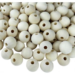 Mevronisshop-Lot De 120 Perles 20mm Rondes En Bois Naturel, Grosses Boules En Bois Avec Trou Avec Trou De 4mm, Pour Bricolage, La Fabrication De Bijoux, D&eacute;corations Cr&eacute;tives, D&eacute;coration &Agrave; La Maison - Neuf
