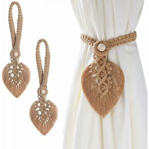 Lot de 2 embrasses de rideaux boho en coton macramé - Pour rideaux - Pour rideaux - Marron - Neuf