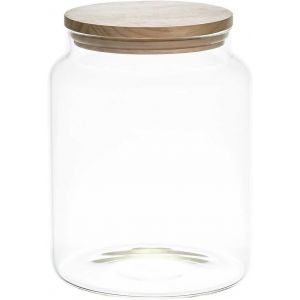 Kal-Ka5549 -Bocal De Conservation Verre Couvercle Bois 2.4l, Rangement Cuisine - Neuf