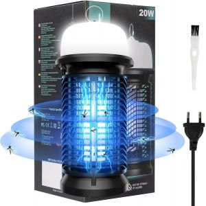 ASFASFq-Tueur de Moustiques Électrique Bug Zapper Intérieur avec Lumière LED Lampe Anti-Mouches Insectes avec Lumière UV de 20W Puissant Piège à Moustiques Prise pour Jardin Extérieur (50T) - Neuf