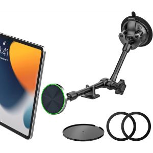Support Magn&eacute;tique Tablette Voiture [Bras M&eacute;tallique R&eacute;glable] Support Aimant&eacute; Tablette Tableau de Bord Pare-Brise &agrave; Ventouse pour iPad, Galaxy Tab, Kindle, Fire, iPhone, T&eacute;l&eacute;phones de 4-11 - Neuf