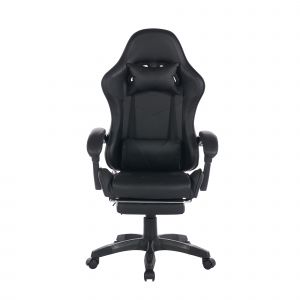 Si&egrave;ge Gaming, Fauteuil de Bureau en Cuir, R&eacute;glable avec Repose-Pieds,Coussin Lombaire de Massage Rotatif 360&deg;,Noir - Neuf