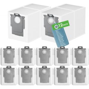 NouvelHorizonstore-Lot de 12 Sacs &agrave; Poussi&egrave;re pour Roborock Q Revo/Qrevo Pro/Qrevo S/Qrevo Plus/Qrevo MaxV/Qrevo Curve/Qrevo Master/Qrevo Slim/S8 MaxV Ultra/S8 Max Ultra/Saros 10R,Sacs d'aspirateur - Neuf