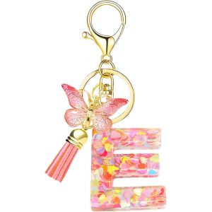ytseazn-Porte-Clés Lettre,Porte-Clés Pour Fille Porte-Clés Fille Lettre Initiale Porte-Clés Avec Lettre Initiale Papillon Porte-Clés Femmes Porte-Clés Papillon Cadeau Pour Femme,Rose - Neuf