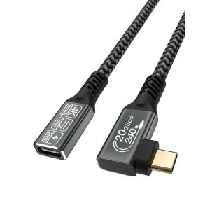 rallonge usb c male femelle, rallonge usb c 2m,usb c extension usb c 3.2 20Gbps 240W cable usb c video 4k @60Hz,rallonge usb c coudé Compatible iPhone 15/16 Pro Max, Mackbook Galaxy S24 - Neuf