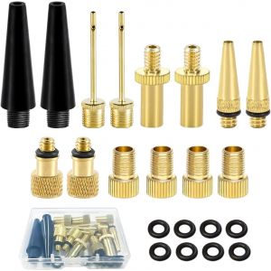 Adaptateur De Pompe À Vélo Embout Pompe Velo Kit De Adaptateur De Valve Vélo En Cuivre Pour Dv Av Sv Vélo Pompe Compresseurs Pompes Ballon (24 Pièces) - Neuf