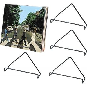 Support Vinyle Mural, 4 Pi&egrave;ces Support Mural pour Disques Vinyles Rangement pour Vinyles, Support LP &Eacute;tag&egrave;re Support Mural en Vinyle, Noir - Neuf