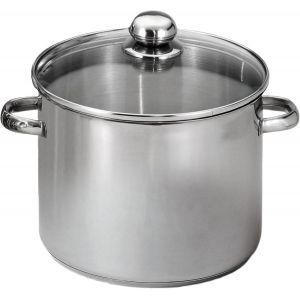 Kalanka-Baumalu - Marmite Traiteur En Acier Inoxydable - Couvercle Verre, Trou Vapeur, Poign&eacute;es M&eacute;tal - Tous Feux Dont Induction - Triple Fond Diffuseur - &Oslash;30cm, 16l, Argent&eacute; - Neuf