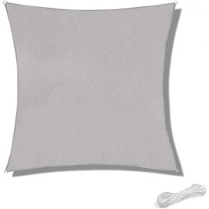 Voile D'ombrage Imperméable 2 X 2 M Pour Terrasse Et Jardin, Protection Uv À 90 % Avec Corde Carrée Offerte, Gris - Neuf