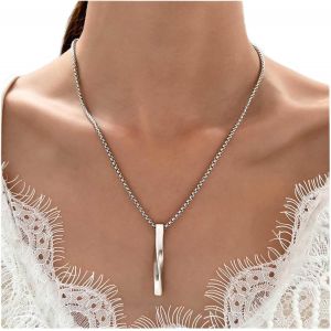 Kal-Punk 3d Bar Collier Ras Du Cou Vintage Argent Twisted Cube Bar Pendentif Y Collier Cha&icirc;ne Cool Unisexe Vertical Cubo&iuml;de B&acirc;ton Pendentif Collier D&eacute;claration Big Bar Collier Bijoux Pour Femmes - Neuf