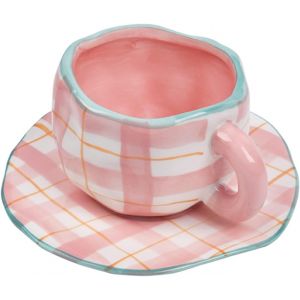 Chenquansarl-Tassecafencramiquejolietasserosepourfemmeavecsoucoupepourlebureauetlamaisonpasseaulavevaisselleetaumicroondes300mlpourlattethlaitcarreauxrose - Neuf