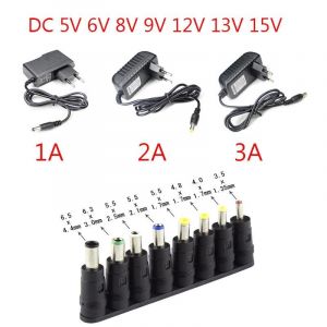 Adaptateur D'alimentation Ac Dc 110v-220v,5v 6v 8v 9v 12v 13v 15v 1a 2a 3a,Prise Murale Universelle Avec 8 Connexions Maximales 5,5x2,5mm.With 8pcs Connect.12v - Neuf