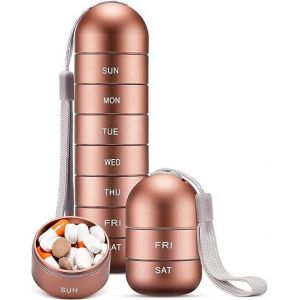 Étanche à l'humidité de Métal Hebdomadaire Pilule Organisateur, Empilables en Alliage d'Aluminium de BPA Libre de Voyage de Randonnée de 7 Jours pilulier Cas Imperméable à l'eau et - Neuf