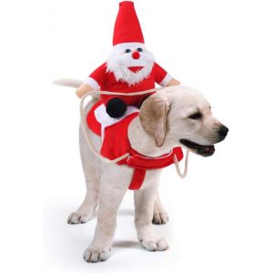 No&euml;l Chien Manteau, Un Petit Chien &Agrave; Poil Avec Le P&egrave;re No&euml;l Sur Son Chat Rouge De No&euml;l Pour Chien Pull&iquest;L - Neuf