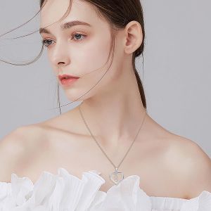 Tianyi-Pour Femme En Argent Lettre Initiale A-Z Coeur Collier Personnalis&eacute; Pr&eacute;nom Initial Collier Bijoux Femme Argent Cadeau Pour Anniversaire F&ecirc;te Des M&egrave;res Saint Valentin - Neuf