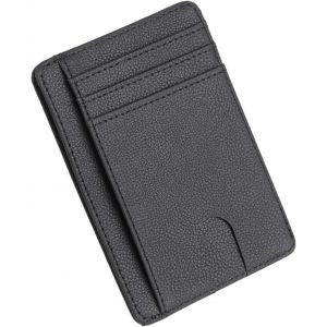 Juttzzei Porte Carte identit&eacute; fran&ccedil;aise RFID, Portefeuille Carte bancaire Anti piratage, en Cuir | Blocage RFID | Anti fraude | &Eacute;l&eacute;gant et Minimaliste (Noir) (S) - Neuf
