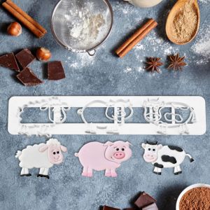 Hjlian Moule A Biscuits En Plastique De Qualite Alimentaire, Outil De Decoration De Gateaux, Animaux, Cochon, Vache, Mouton - Neuf