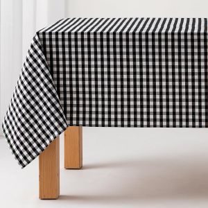 Eryi-Nappe Anti-Taches Tableau Vichy, Coton, Toucher Tissu, 140x100 Cm, Couleur Noir - Neuf