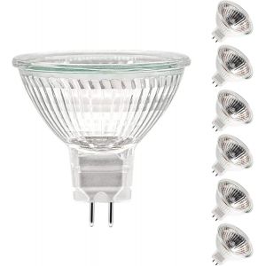 Kal-Ampoule Halogène Gu5.3 50w 12v, Ampoule Mr16 Dimmable 500lm 2700k Blanc Chaud, Ampoule Halogene 2 Broches Couvercle En Verre Pour Plafonnier, Pack De 6 - Neuf