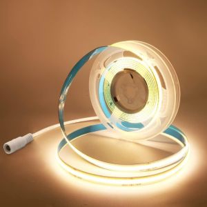 24V COB LED Bande Blanc Chaud 3000K,2m 320LEDs/M Gradateur Bande lumineuse COB,Ruban LED Flexible pas de points lumineux Largeur 8mm pour Armoire,Chambre,Éclairage Maison DIY - Neuf