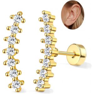 Kal-2pcs Piercing Oreille Boucles D'oreilles Femme Acier Inoxydable Piercing Helix Filetage Interne Piercing Tragus Cartilage 16g Hypoallerg&eacute;nique Piercing Conch Tragus Helix Piercing Or Argent - Neuf