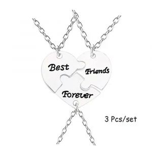 3 Pcs/Set Meilleur Ami Tour De Cou Coeur Bris&eacute; Coudre Pendentif Collier Pour Hommes Et Femmes Amiti&eacute; Pour Forever Meilleur Ami Dames - Neuf