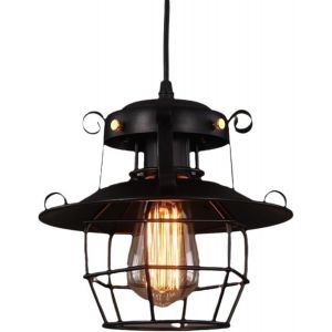 Ulteronixshop-Lustre Vintage Industriel Noir E27, Suspension Luminaire &Oslash;23cm,Lanterne M&eacute;tal Forg&eacute; Pour Cuisine/Salle &Agrave; Manger - &Eacute;clairage D&eacute;coratif R&eacute;tro - Neuf