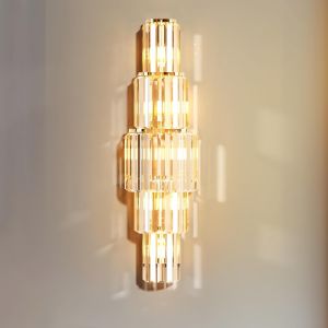 Subzonal-Applique Murale En Cristal 5 Couches: Applique Murale Int&eacute;rieure Avec Lumi&egrave;re R&eacute;glage, Appliques Murales Led Moderne, Lampe Pour Salon, Chemin&eacute;e, Restaurant, H&ocirc;tel - 5 X E14 - Neuf