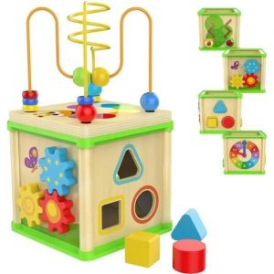 Jouet Cube D'activité - Non Spécifié - Jouet En Bois - 5 Activités - 12 Mois - Vert - Neuf