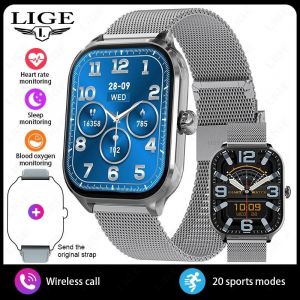 Nouveau Luxe En Acier Smartwatch 2.01 Pouces Plein &Eacute;cran Bluetooth Appel Fr&eacute;quence Cardiaque Moniteur De Sommeil Mod&egrave;les De Sport Montre Intelligente Pour Hommes Femmes.Mesh Belt Silver. - Neuf