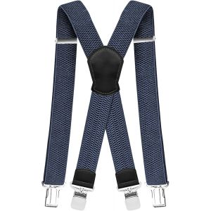 CAUC-Bretelles Homme 4cm Larges Vintage Fort Durables Enti&egrave;rement R&eacute;glables avec 4 M&eacute;tal Clips X forme pour Homme et Femme - Neuf