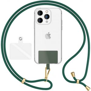 Kal-Holdme Air Lanière Universelle Avec Pad, Tour De Cou Pour Étui De Téléphone Portable, Bande Avec Mousqueton En Métal (Or), Chaine Cordon Réglable 160 Cm, Lanyard Sangle, Couleur:Vert Foncé - Neuf