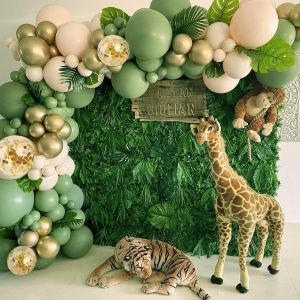 Kit de guirlande de ballons verts, 112 pièces, ensemble de ballons vert olive avocat avec confettis or blanc, ballons en latex pour décorations de mariage, anniversaire, baby shower, fête tropicale - Neuf