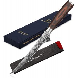 Kitchen Fish Fillet Knife,15 Cm,Professional Japanese Boning Knife,Chicken Gigot,Stainless Steel Lasered Pakkawood Handle - Neuf