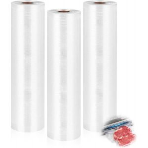 SUBZONAL-3 Rouleaux 28x500 cm Sacs Sous Vide Alimentaires - Rouleau de Conservation Herm&eacute;tique pour Aliments - Compatibles Toutes Machines Sous Vide, Sans BPA (&Eacute;cologiques, Durables) - Neuf