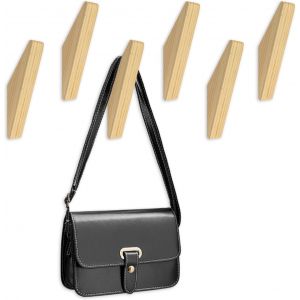 6 Pi&egrave;ces Pat&egrave;re Murale Bois, Crochet Porte Manteau Triangle avec Vis, Porte Manteau Mural Bois Multifonctionnel, Pat&egrave;re Boiss Naturel pour V&ecirc;tements, Salon, Cuisine, Chambre & Salle de Bain - Neuf