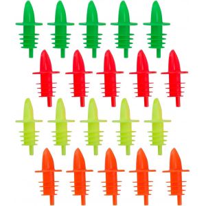 Checarzhn--No1-20 Becs Verseurs Pour Spiritueux/Vinaigre/Huile En Bouteilles, Doseur Avec Tube D'air, Fluorescent, Bouchon En Plastique, Jet-Pour, Couleur Assortie/Néon, 411022e4 - Neuf