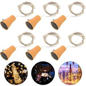 lbgwp60-6 Pack Led Bouteille Lumières, Solaire Bouteille, 1M 20 Led Lampes De Bouteille, Fil De Cuivre Lumière Décorative, Blanc Chaud - Neuf