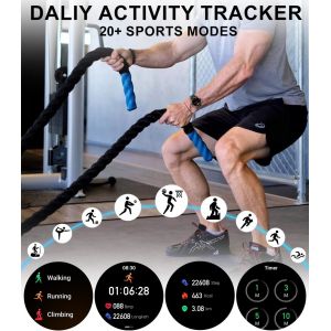 Montre Connect&eacute;e Homme Appel Bluetooth Assistants Vocal 1.39" Smartwatch Intelligente Podom&egrave;tre Calories Calculatrice 2 Bracelets Montre Sport Fr&eacute;quence Cardiaque Sommeil SpO2 pour Android iOS - Neuf