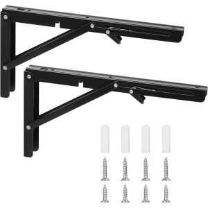 Console pliante - Charni&egrave;res pliables - En fer - Angle de pliage de 90 degr&eacute;s - Pour la maison, la cuisine, le bureau, la table, le mur - Noir - 30,5 cm - Neuf