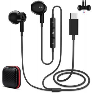 KALANKA-Ecouteurs Filaire Type-C pour Samsung Galaxy S25 S24 A16 A26, &Eacute;couteurs filaires magn&eacute;tiques USBC avec Microphone et Contr&ocirc;le Volume pour realme GT 7 /iPhone 17 16e Pixel 9 10/Honor 400 Lite - Neuf