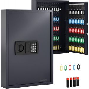 SUBZONAL-Armoire &agrave; cl&eacute;s - avec Serrure &eacute;lectronique num&eacute;rique, pour jusqu'&agrave; 100 cl&eacute;s, 100 pendentifs Inclus, Noir - Armoire a Clef Murale, Boite a Clef, Boite a clefs Murale - Neuf
