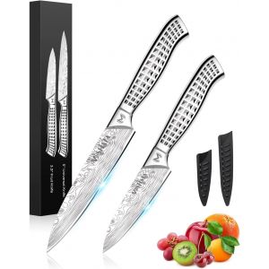 Kalanka-Ensemble De Couteaux 2 Pi&egrave;ces, Couteau Universel Professionnel 5 Pouces Et Couteau &Agrave; &Eacute;plucher Tranchant 3,5 Pouces En Acier Inoxydable, Id&eacute;al Pour Tous Les Travaux De Cuisine, Dans Un Coffre - Neuf