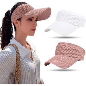 Asas-2pcs Casquettes Visières Femme Casquette Anti Uv Casquette De Golf Respirant Sun Hat Chapeau De Soleil Réglable,Pour Plage,Vacances,Sport,Cyclisme - Neuf
