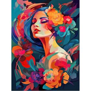 Ayuhr-Peinture Diamant 40 X 50 Cm Femme Avec Fleurs Diamond Painting Art Abstrait Femme Mosaïque Diamant Peinture Art Broderie Point De Croix Photos Cadeau Décoration Murale - Neuf