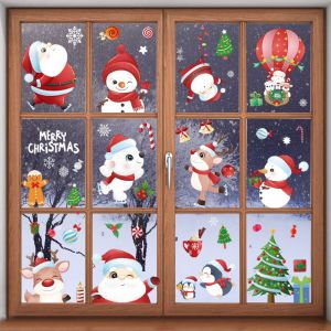 12 autocollants de Noël réutilisables pour fenêtres / autocollants amovibles Chris - Neuf